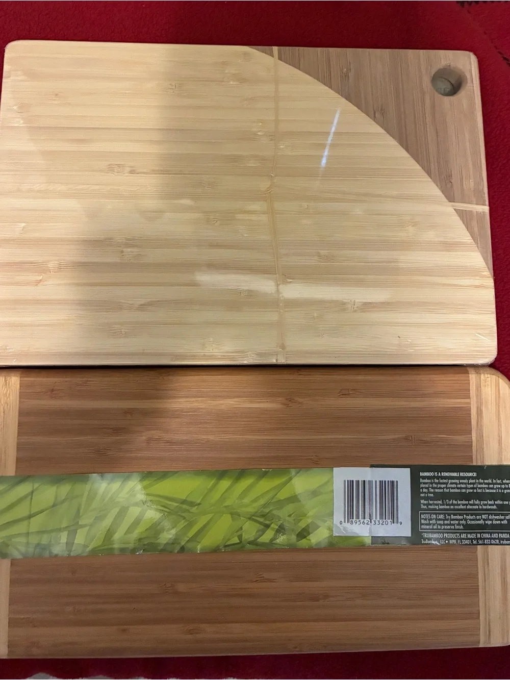 Two bamboo cutting boards
